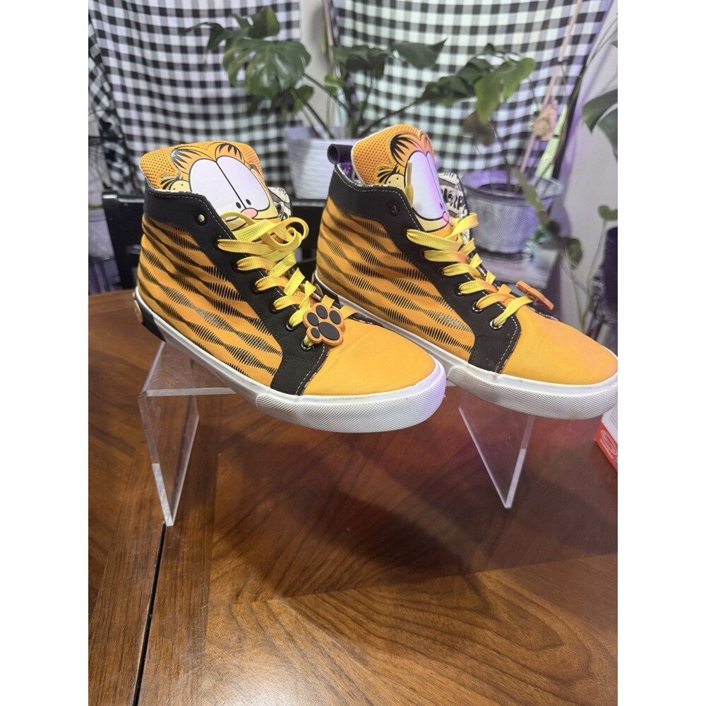 Ground Up Garfield Mens 11 High Top Sneakers Orange Black Comic Print Shoes